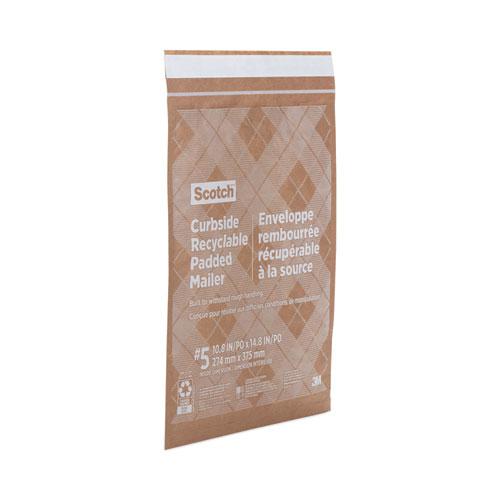 Curbside Recyclable Padded Mailer, #5, Bubble Cushion, Self-Adhesive Closure, 12 x 17.25, Natural Kraft, 100/Carton. Picture 3