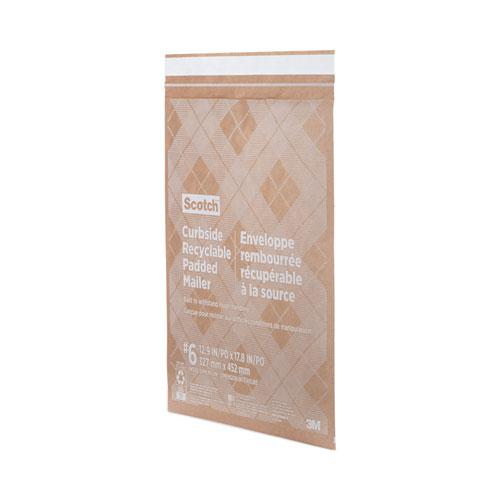 Curbside Recyclable Padded Mailer, #6, Bubble Cushion, Self-Adhesive Closure, 13.75 x 20, Natural Kraft, 50/Carton. Picture 3
