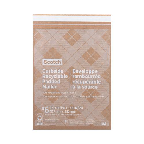 Curbside Recyclable Padded Mailer, #6, Bubble Cushion, Self-Adhesive Closure, 13.75 x 20, Natural Kraft, 50/Carton. Picture 1