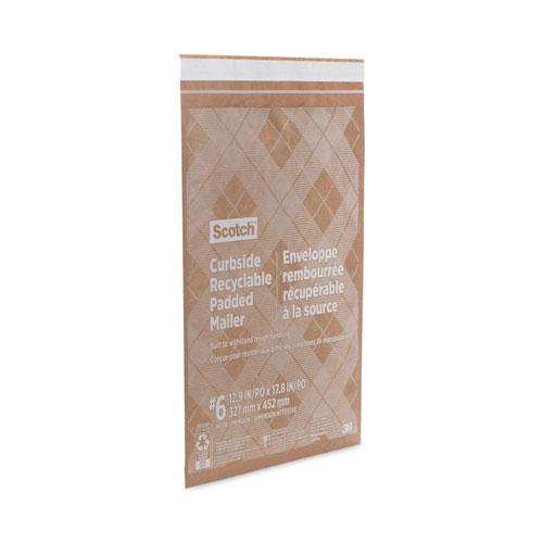 Curbside Recyclable Padded Mailer, #6, Bubble Cushion, Self-Adhesive Closure, 13.75 x 20, Natural Kraft, 50/Carton. Picture 5