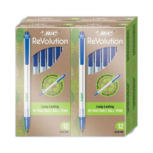 ReVolution Clic Stic Ballpoint Pen, Retractable, Medium 1 mm, Blue Ink, Translucent Frost/Blue Barrel, 48/Pack. Picture 2
