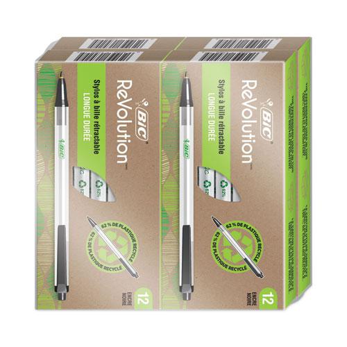 ReVolution Clic Stic Ballpoint Pen, Retractable, Medium 1 mm, Black Ink, Translucent Frost/Black Barrel, 48/Pack. Picture 2