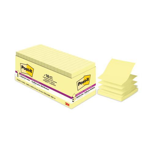 Pop-up 3 x 3 Note Refill, Cabinet Pack, 3" x 3", Canary Yellow, 90 Sheets/Pad, 18 Pads/Pack. Picture 1