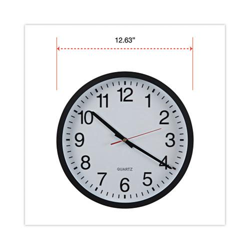 Classic Round Wall Clock, 12.63" Overall Diameter, Black Case, 1 AA (sold separately). Picture 3