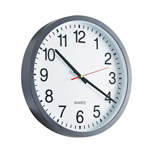 Classic Round Wall Clock, 12.63" Overall Diameter, Black Case, 1 AA (sold separately). Picture 4