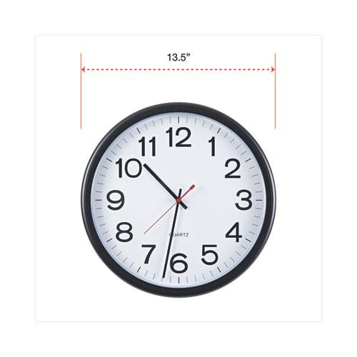 Indoor/Outdoor Round Wall Clock, 13.5" Overall Diameter, Black Case, 1 AA (sold separately). Picture 3