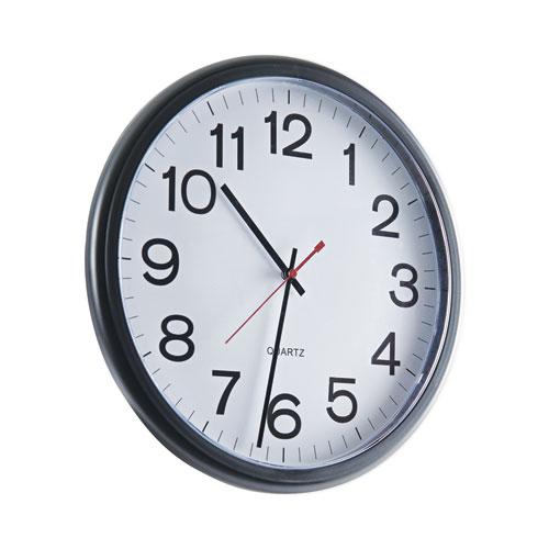 Indoor/Outdoor Round Wall Clock, 13.5" Overall Diameter, Black Case, 1 AA (sold separately). Picture 4