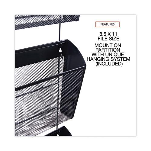 Mesh Three-Pack Wall Files, 3 Sections, Letter Size, 14.13" x 3.38" x 8.5", Black. Picture 5