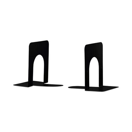 Economy Bookends, Nonskid, 4.75 x 5.25 x 5, Heavy Gauge Steel, Black, 1 Pair. Picture 1