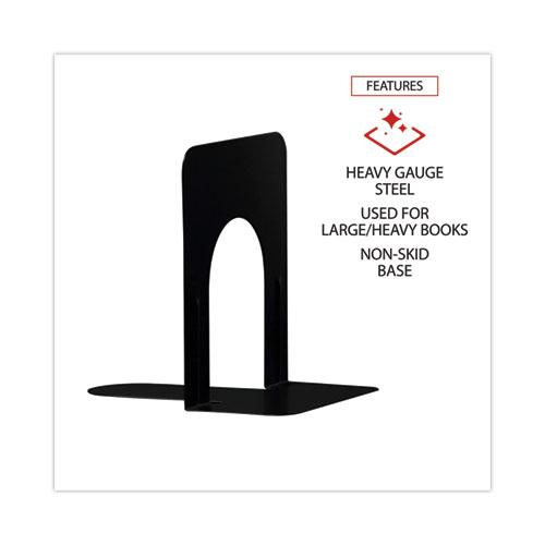 Economy Bookends, Nonskid, 4.75 x 5.25 x 5, Heavy Gauge Steel, Black, 1 Pair. Picture 4