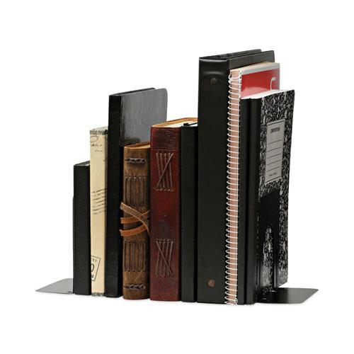 Economy Bookends, Nonskid, 4.75 x 5.25 x 5, Heavy Gauge Steel, Black, 1 Pair. Picture 5