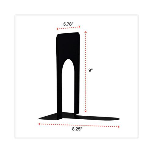 Economy Bookends, Nonskid, 5.88 x 8.25 x 9, Heavy Gauge Steel, Black, 1 Pair. Picture 3