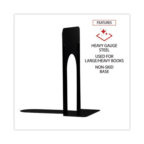 Economy Bookends, Nonskid, 5.88 x 8.25 x 9, Heavy Gauge Steel, Black, 1 Pair. Picture 4