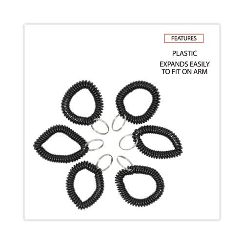 Wrist Coil Plus Key Ring, Plastic, Black, 6/Pack. Picture 4