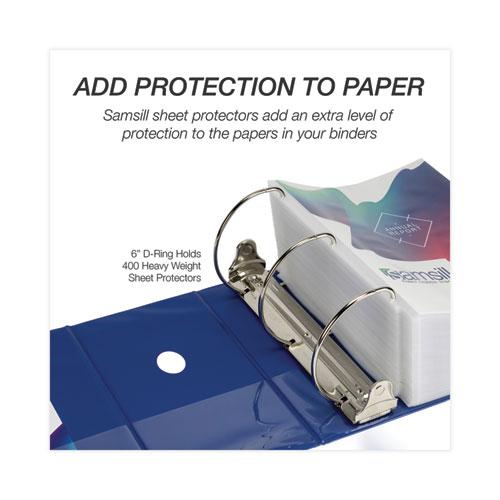 Clean Touch Locking D-Ring Reference Binder Protected w/Antimicrobial Additive, 3 Rings, 6" Capacity, 11 x 8.5, Blue. Picture 7