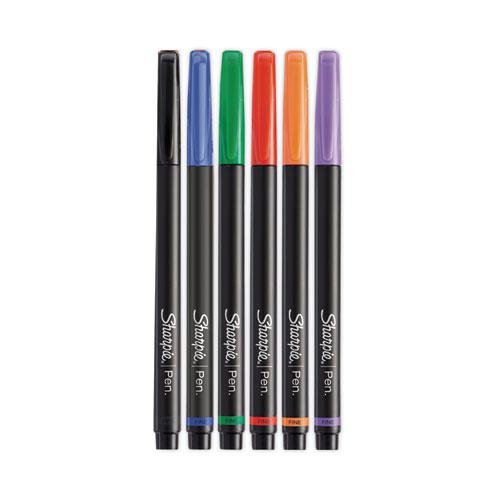 Water-Resistant Ink Porous Point Pen, Stick, Fine 0.4 mm, Assorted Ink and Barrel Colors, 6/Pack. Picture 1