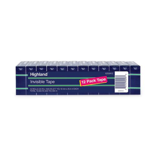 Invisible Permanent Mending Tape, 1" Core, 0.75" x 83.33 ft, Clear, 12/Pack. Picture 1