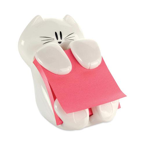 Cat Notes Dispenser, For 3 x 3 Pads, White, Includes (1) Rio de Janeiro Super Sticky Pop-up Pad. Picture 1