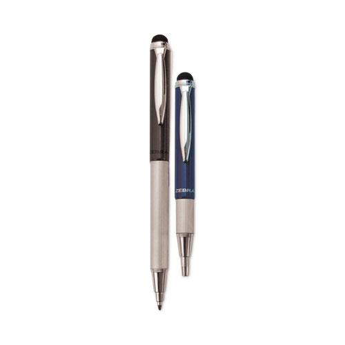 StylusPen Telescopic Ballpoint Pen/Stylus, Retractable, Medium 1 mm, Black Ink, Blue/Gray Barrel, 2/Pack. Picture 1