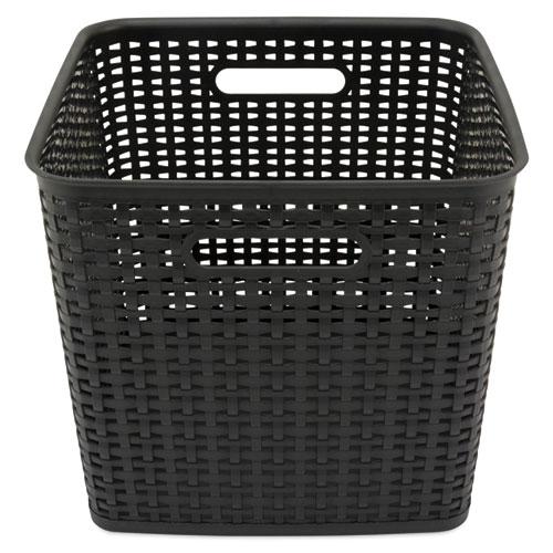 Plastic Weave Bin, Extra Large, 12.5" x 12.5" x 11.13", Black, 2/Pack. Picture 3