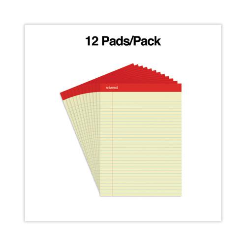 Perforated Ruled Writing Pads, Wide/Legal Rule, Red Headband, 50 Canary-Yellow 8.5 x 11.75 Sheets, Dozen. Picture 4
