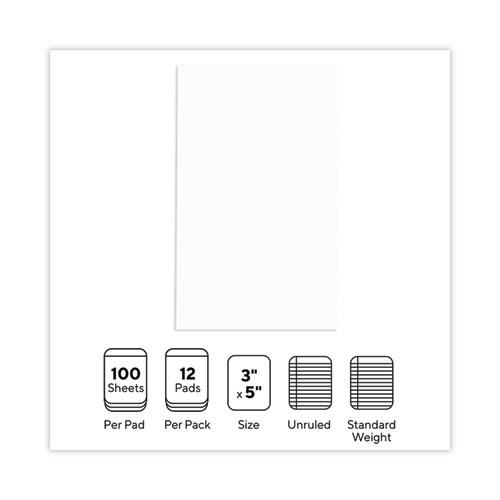 Scratch Pads, Unruled, 3 x 5, White, 100 Sheets, 12/Pack. Picture 4