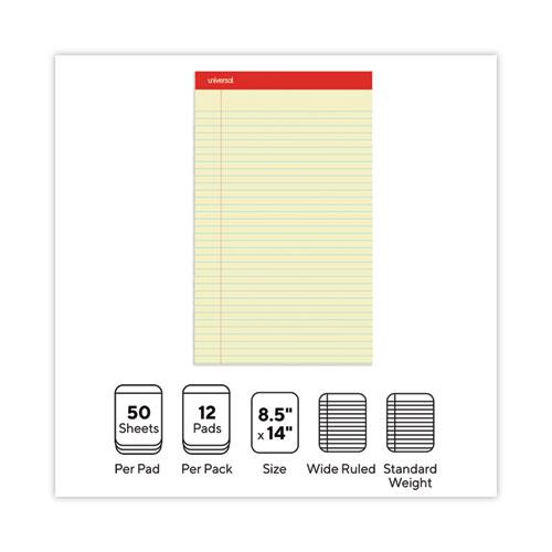 Perforated Ruled Writing Pads, Wide/Legal Rule, Red Headband, 50 Canary-Yellow 8.5 x 14 Sheets, Dozen. Picture 5
