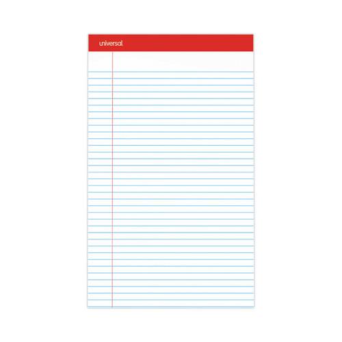 Perforated Ruled Writing Pads, Wide/Legal Rule, Red Headband, 50 White 8.5 x 14 Sheets, Dozen. Picture 1