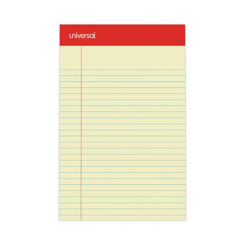 Perforated Ruled Writing Pads, Narrow Rule, Red Headband, 50 Canary-Yellow 5 x 8 Sheets, Dozen. Picture 4