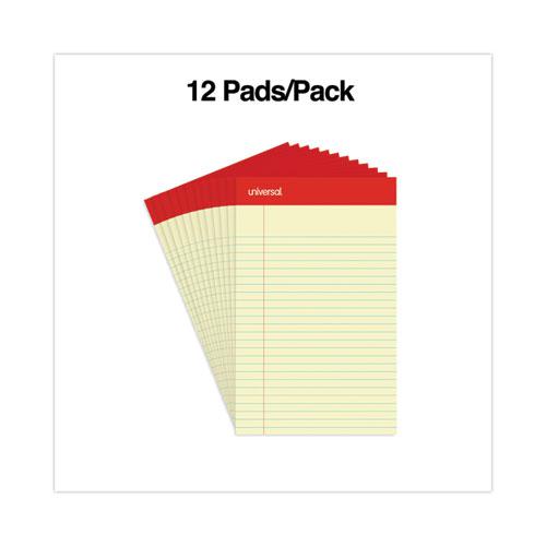Perforated Ruled Writing Pads, Narrow Rule, Red Headband, 50 Canary-Yellow 5 x 8 Sheets, Dozen. Picture 5