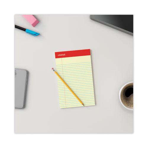 Perforated Ruled Writing Pads, Narrow Rule, Red Headband, 50 Canary-Yellow 5 x 8 Sheets, Dozen. Picture 10
