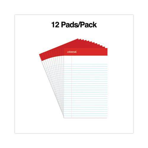 Perforated Ruled Writing Pads, Narrow Rule, Red Headband, 50 White 5 x 8 Sheets, Dozen. Picture 3