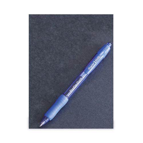 Profile Gel Pen, Retractable, Bold 1 mm, Blue Ink, Translucent Blue Barrel, Dozen. Picture 4