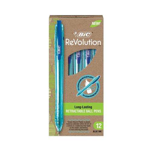 ReVolution Ocean Bound Ballpoint Pen, Retractable, Medium 1 mm, Blue Ink, Translucent Blue Barrel, Dozen. Picture 2