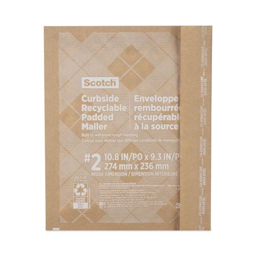 Curbside Recyclable Padded Mailer, #2, Bubble Cushion, Self-Adhesive Closure, 11.25 x 12, Natural Kraft, 100/Carton. Picture 2