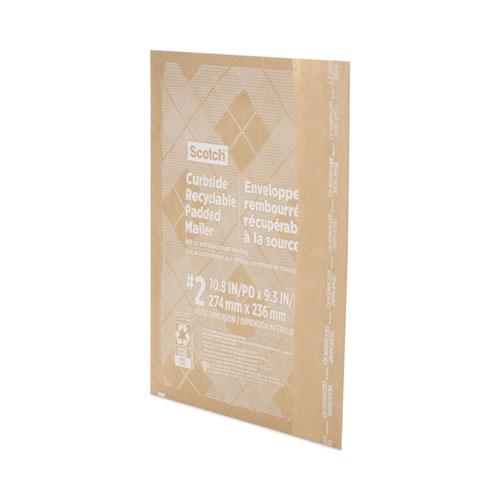 Curbside Recyclable Padded Mailer, #2, Bubble Cushion, Self-Adhesive Closure, 11.25 x 12, Natural Kraft, 100/Carton. Picture 3