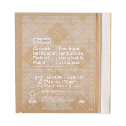 Curbside Recyclable Padded Mailer, #2, Bubble Cushion, Self-Adhesive Closure, 11.25 x 12, Natural Kraft, 100/Carton. Picture 1