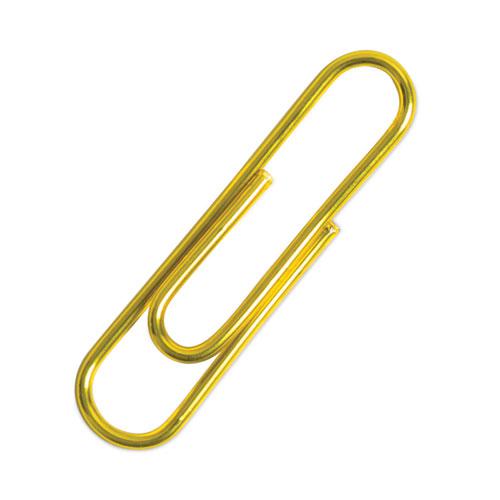Paper Clips, Medium, Vinyl-Coated, Gold, 200 Clips/Box, 5 Boxes/Pack. Picture 1
