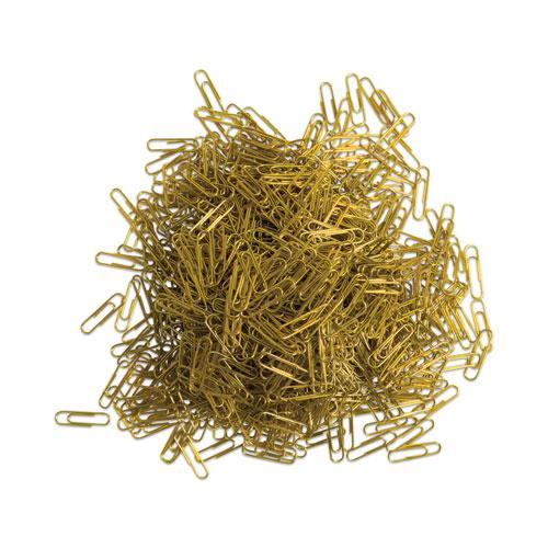 Paper Clips, Medium, Vinyl-Coated, Gold, 200 Clips/Box, 5 Boxes/Pack. Picture 2