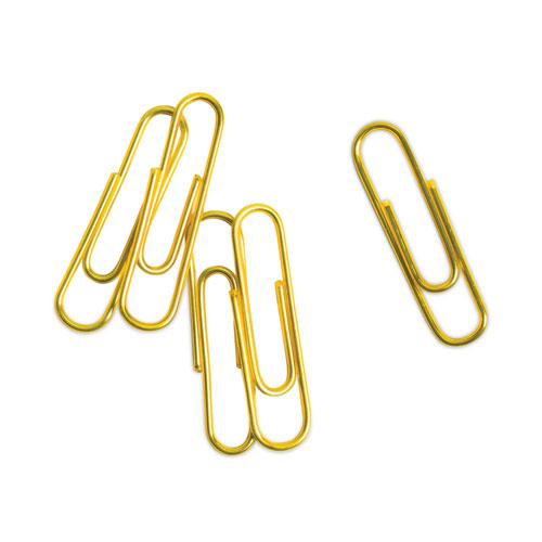 Paper Clips, Medium, Vinyl-Coated, Gold, 200 Clips/Box, 5 Boxes/Pack. Picture 4
