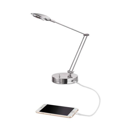 Adjustable LED Task Lamp with USB Port, 11w x 6.25d x 26h, Brushed Nickel. Picture 1