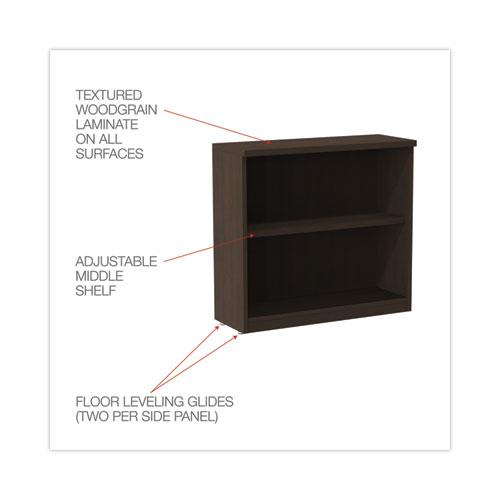 Alera Valencia Series Bookcase, Two-Shelf, 31.75w x 14d x 29.5h, Espresso. Picture 3