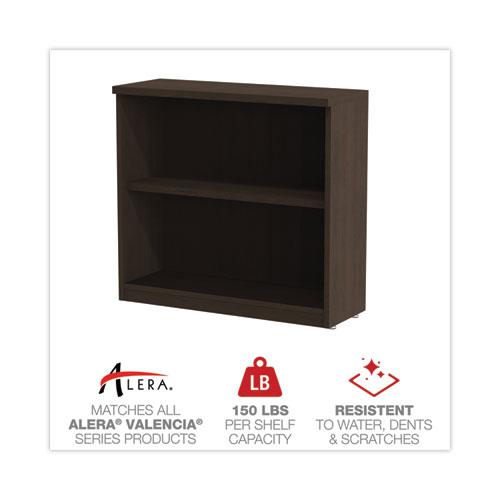 Alera Valencia Series Bookcase, Two-Shelf, 31.75w x 14d x 29.5h, Espresso. Picture 4