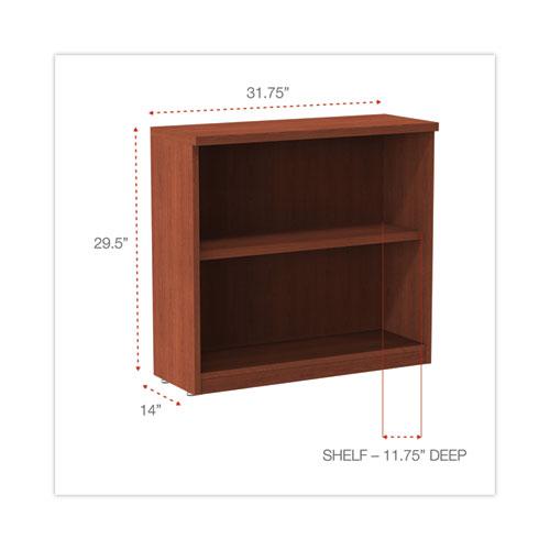 Alera Valencia Series Bookcase, Two-Shelf, 31.75w x 14d x 29.5h, Med Cherry. Picture 2