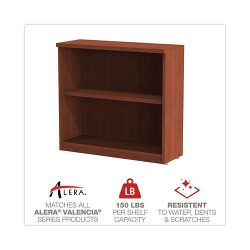 Alera Valencia Series Bookcase, Two-Shelf, 31.75w x 14d x 29.5h, Med Cherry. Picture 4