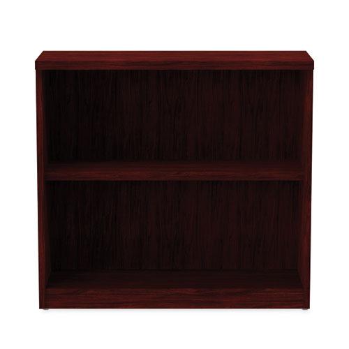 Alera Valencia Series Bookcase, Two-Shelf, 31.75w x 14d x 29.5h, Mahogany. Picture 7