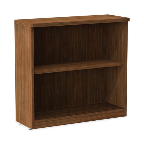 Alera Valencia Series Bookcase,Two-Shelf, 31.75w x 14d x 29.5h, Modern Walnut. Picture 1
