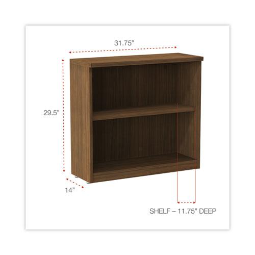 Alera Valencia Series Bookcase,Two-Shelf, 31.75w x 14d x 29.5h, Modern Walnut. Picture 2