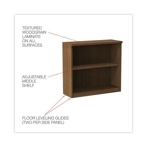 Alera Valencia Series Bookcase,Two-Shelf, 31.75w x 14d x 29.5h, Modern Walnut. Picture 3