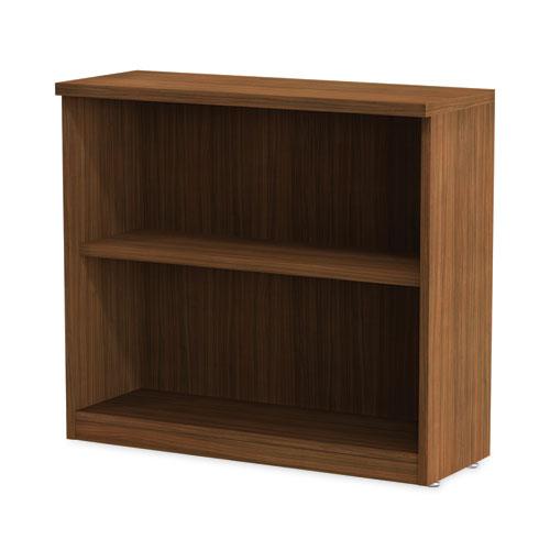 Alera Valencia Series Bookcase,Two-Shelf, 31.75w x 14d x 29.5h, Modern Walnut. Picture 6